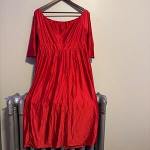 Valentine's Day Women's Red Midi Faux Silk Dress Formal Feminine Sexy